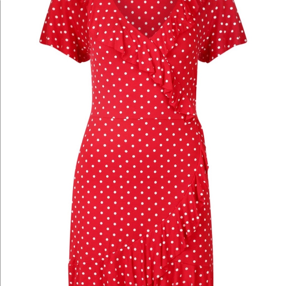 Boohoo polka dot wrap dress